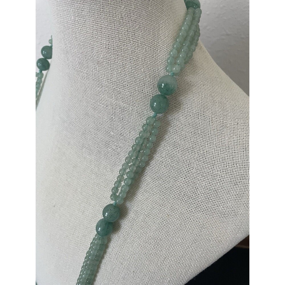 Green Gemstone Round Bead Necklace For Women Jewelry - Picture 4 of 5